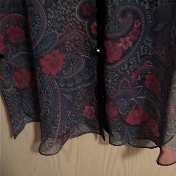 Floral Sheer Robe - Black and Red - Picture 5 of 12